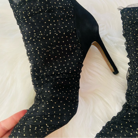 SAM EDELMAN Womens Polka Dot Tulle Sparkles Mesh Farren Stiletto Booties - Picture 4 of 6